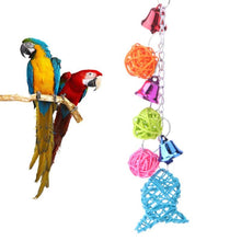 Load image into Gallery viewer, Colorful Bird Toys Parrot Stand Bite Toys Small Fish Bells Circle Rattan Pet Toy for Parrot Bird Funny Cage Toy Products